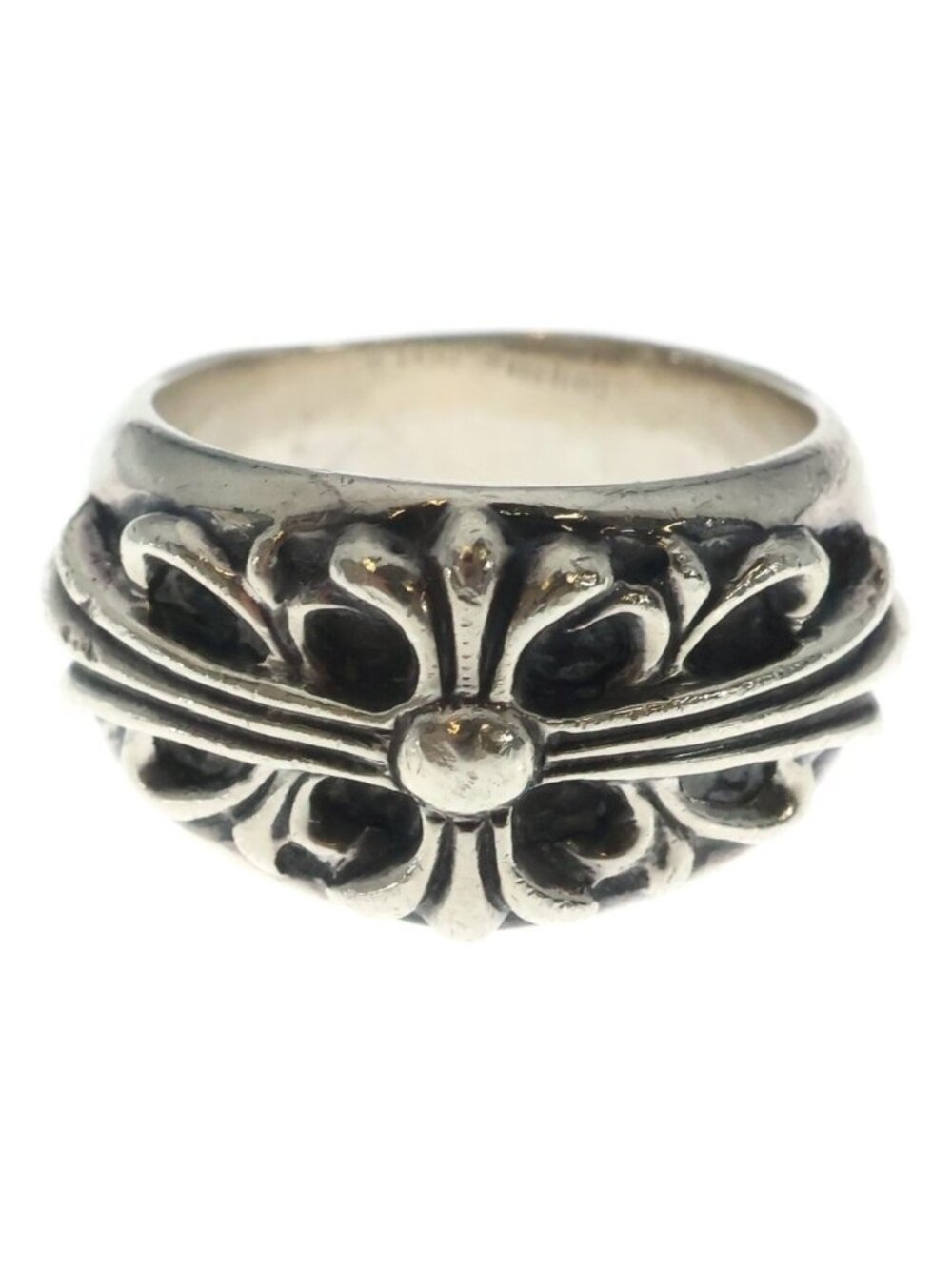 Chrome Hearts Flrl Floral Cross Ring Silver